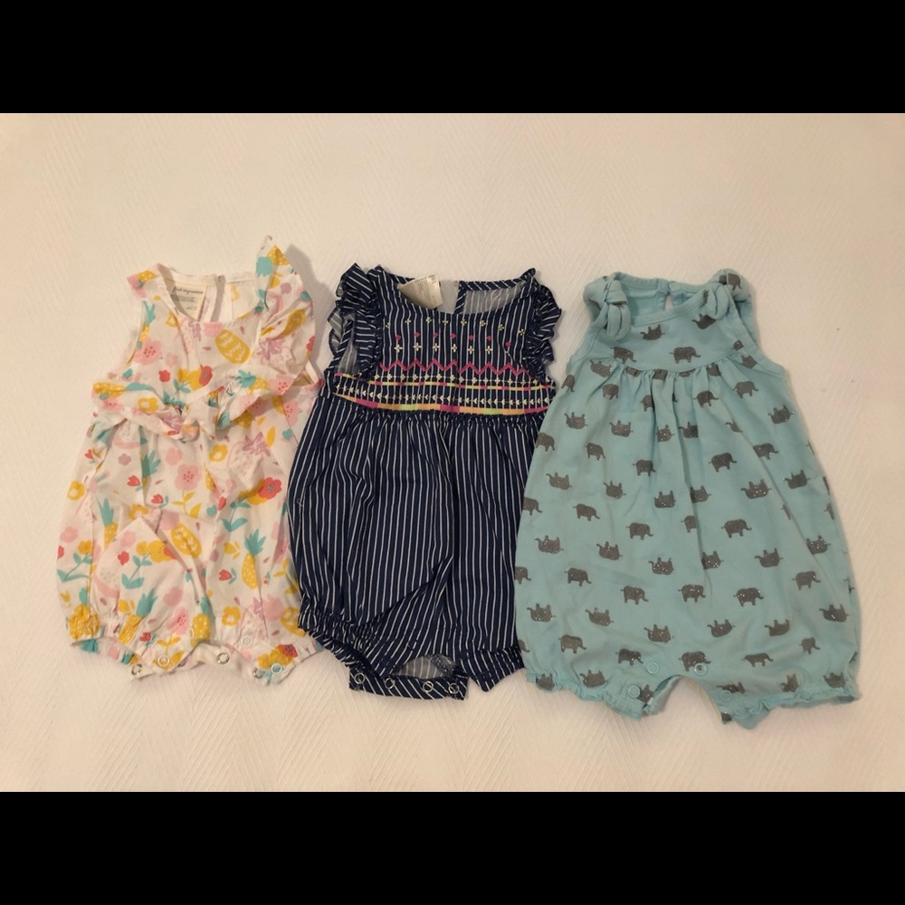 Girl summer rompers, set of 3